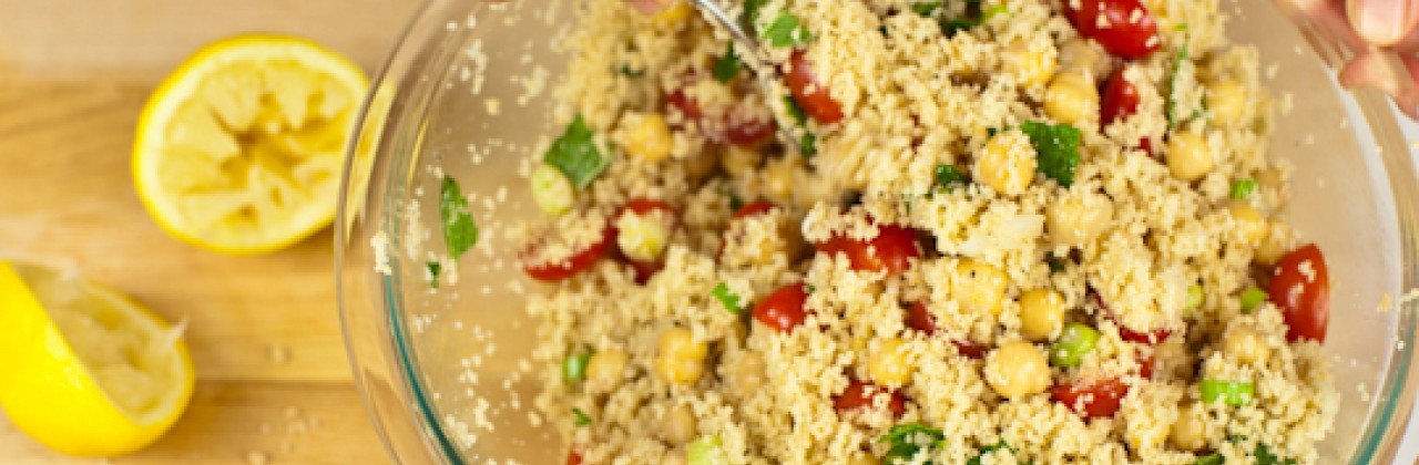 Couscous Salad with Chickpeas, Tomatoes and Mint