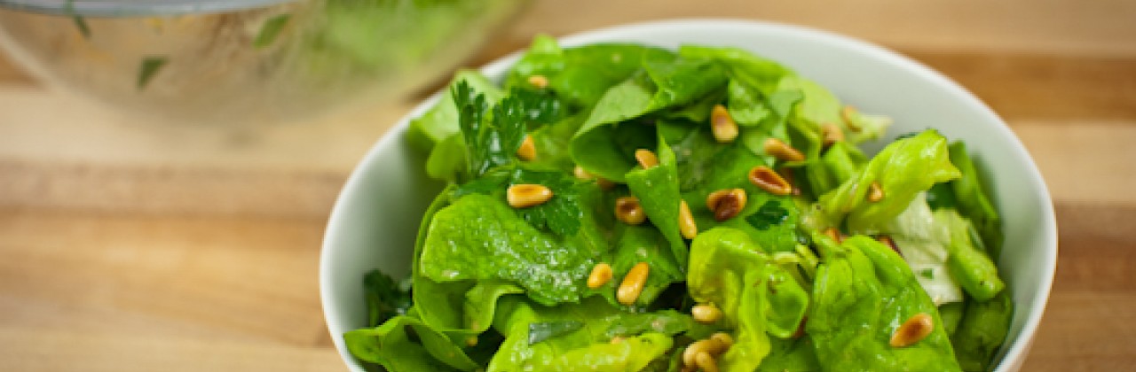 Butter Lettuce Salad with Pine Nuts and Herbs