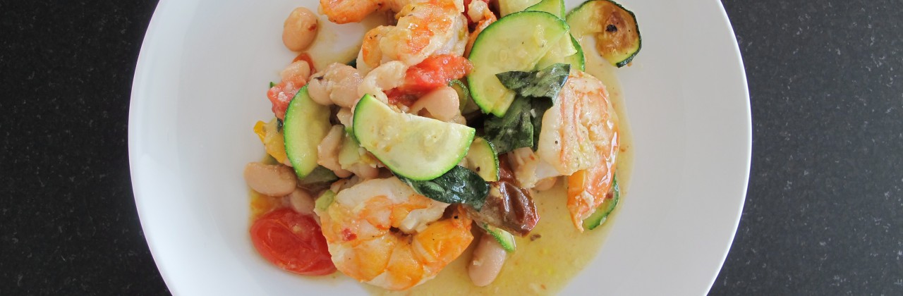 Garlic Roasted Shrimp with Zucchini and Tomatoes