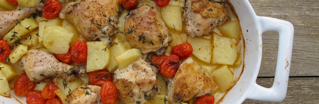 Roasted Garlic Chicken with Tomatoes and Thyme