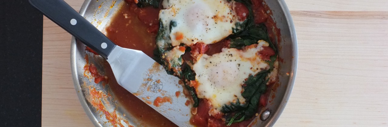 Baked Eggs with Tomatoes, Spinach & Parmesan