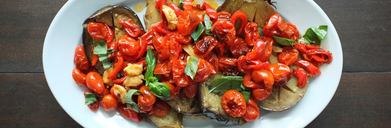 Roasted Eggplant, Tomatoes and Peppers